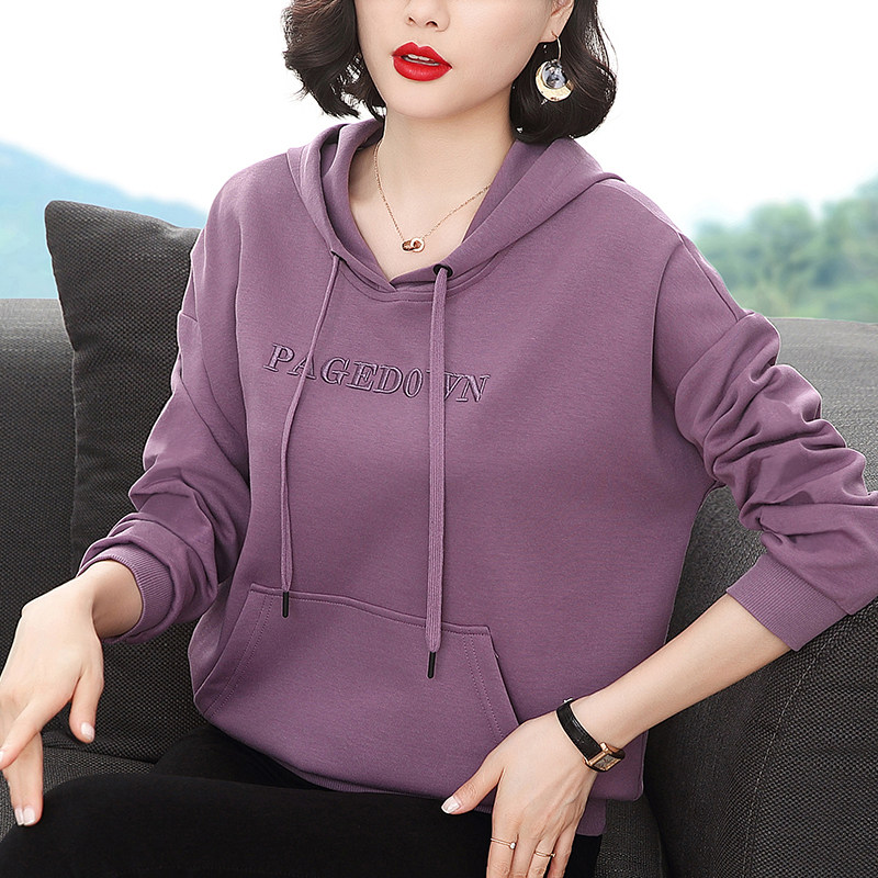 加绒女士带帽卫衣2020年新款宽松大码中年妈妈卫衣定制