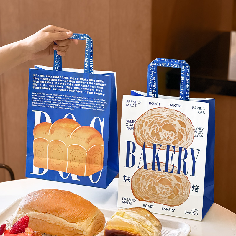 烘焙手提袋定制甜品打包袋面包蛋糕店外卖包装纸袋子牛皮纸袋批发