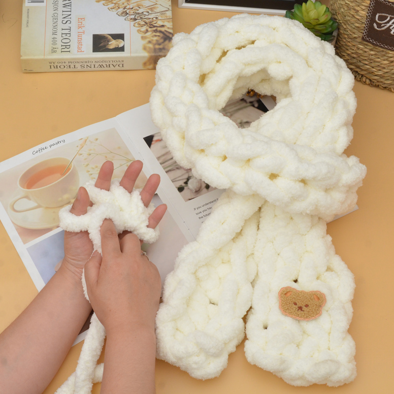 阿呆手指围巾线用手织粗冰条手工diy材料包毛线团编织围脖男朋友