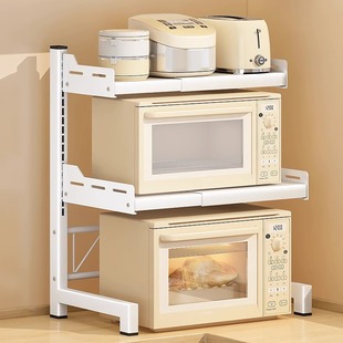 厨房伸缩微波炉置物架家用台面分层可加高烤箱电饭煲储物收纳架子