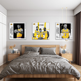湖人队 nba球星科比画像装饰画客厅挂画卧室床头壁画篮球詹姆斯新