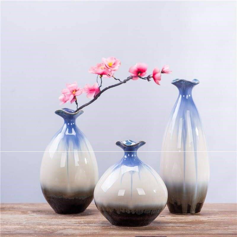 陶瓷摆件古典中国风套装新家装饰摆件温馨花屏插花古风花瓶工艺品