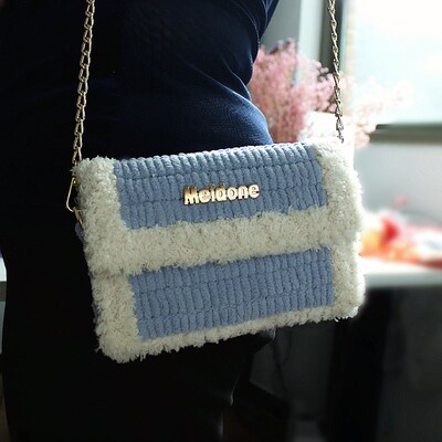 手工编织diy包包材料包冰条毛线钩针网格自制斜跨包送闺蜜女友包