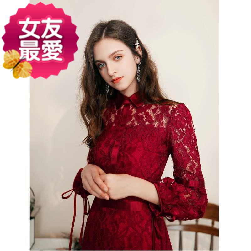 结婚回门便装敬酒服新I娘蕾丝红色2020新款气质晚礼服裙女平时可在类目 女装/女士精品, 婚纱/旗袍/礼服, 礼服/晚装中 - 来自Buy2taobao.com提供专业的淘宝代购服务