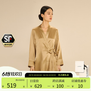 SLKMRKT乃丝重磅中式真丝睡袍女高级感2024夏季桑蚕丝家居服