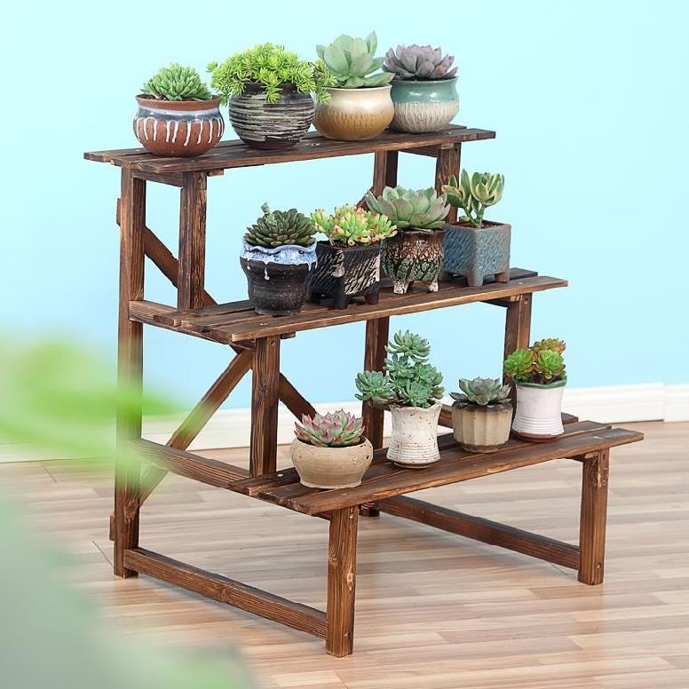 3防腐木花架阳台好木匠置物架木质多层.庭院园艺花店欧式