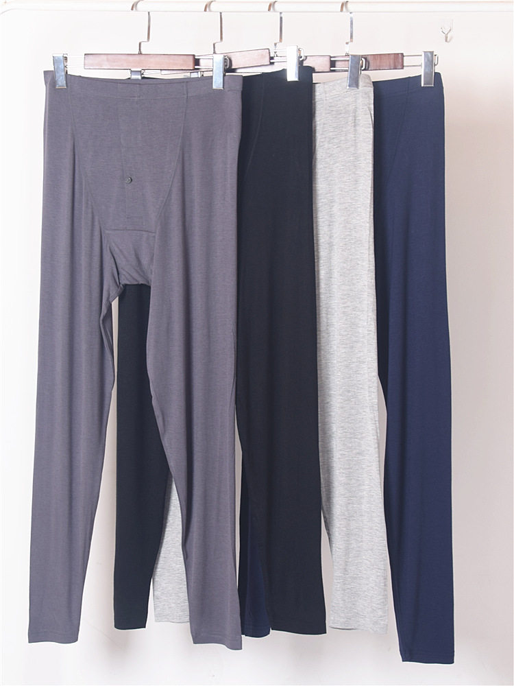 男士秋裤单件薄款莫代尔加肥加大码宽松线裤春秋纯棉保暖内裤衬裤