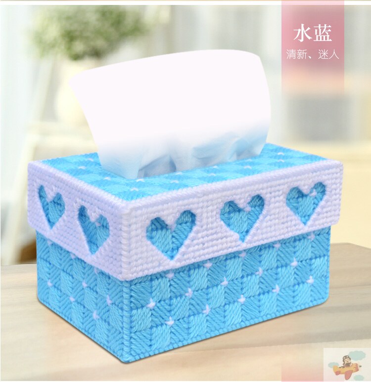 抽纸盒手工制作毛线纸巾盒手工diy材料毛线编织绣纸巾 抽纸盒客潮
