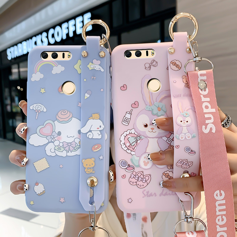 手机壳腕带星黛露荣耀8c斜跨挂脖卡通玉桂狗荣耀8s可背带式可爱美乐蒂