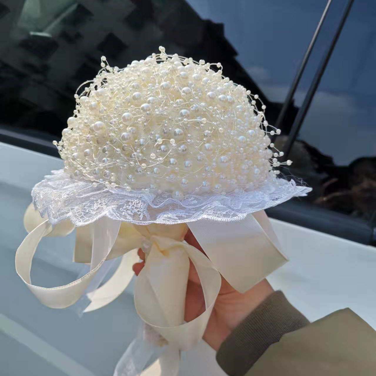 珍珠手捧花diy结婚婚礼手工新娘手捧花珠链高端成品婚纱拍照道具