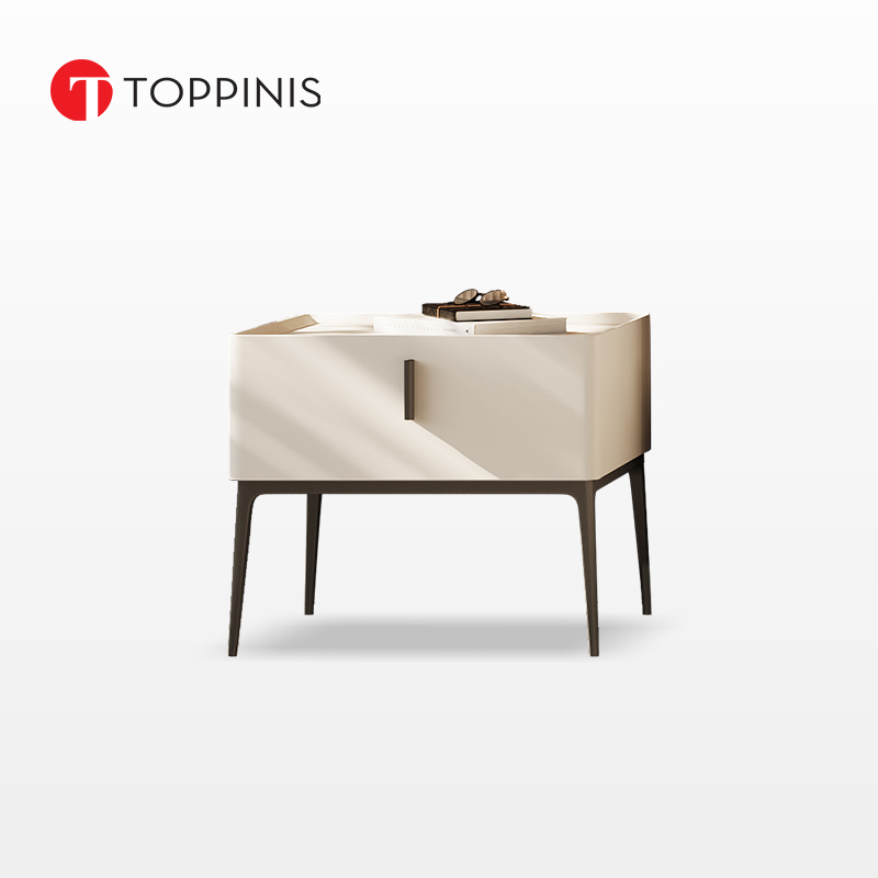 Toppinis意式极简床头柜现代简约卧室设计师款现代轻奢实木床边柜