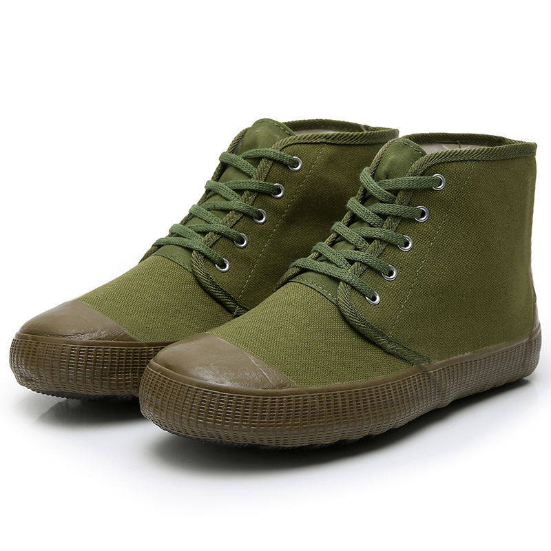 回力解放鞋男农田鞋高帮帆布胶鞋橡胶底劳保鞋黄球鞋耐磨工地鞋防