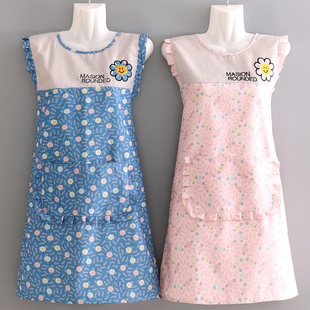 韩版家用厨房做饭围裙女坎肩围腰罩衣工作服上班可爱洋气新款耐磨