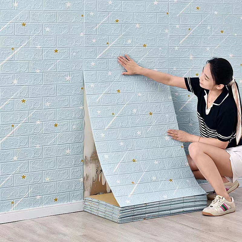 墙纸自粘防水防潮3d立体墙贴泡沫砖