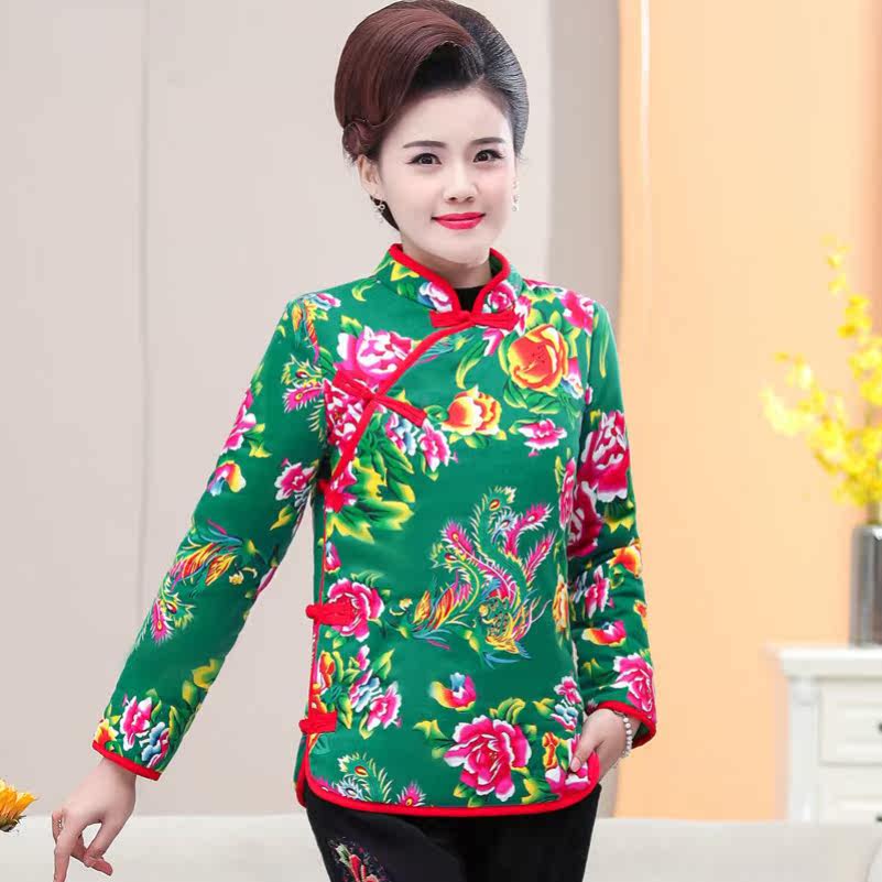 东北大花布花袄民族风服装衣服女冬男套装农村老式花棉袄宝宝儿童