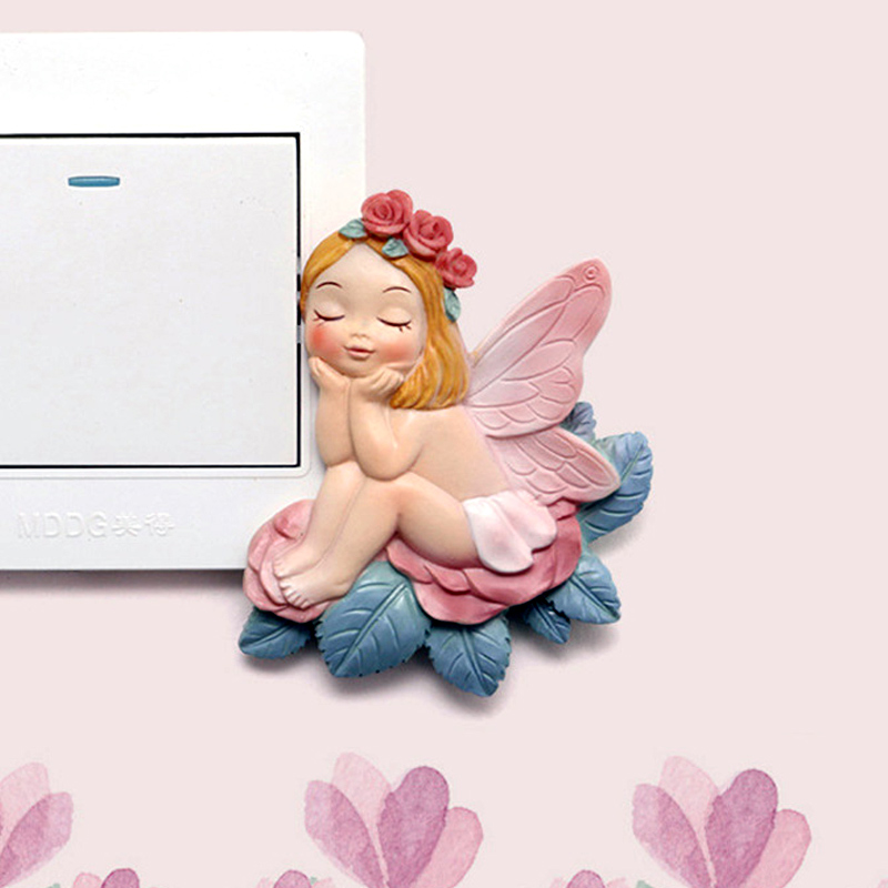 DHB switch smart cover Flower Fairy Wall stickers 3d three-dimensional Flower Fairy resin environmental protection modern socket decorate Stickerin the Home accessories , Stickers , Switch Sticker category - from Buy2taobao.com to provide professional Taobao agent buy service