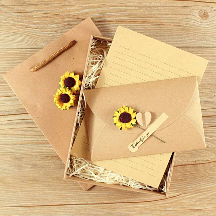 牛皮纸信纸信封礼盒大号文艺小清新长方形情书包装礼品盒生日优惠券