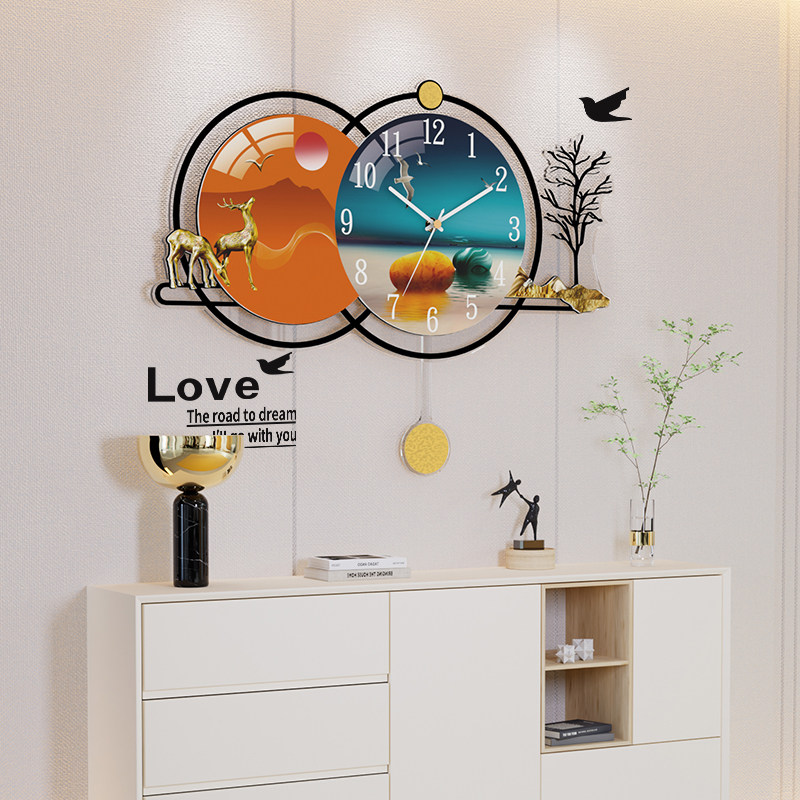 帝斓钟表挂钟客厅时钟挂墙创意钟挂表家用高端装饰画石英钟艺术钟