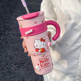 hellokitty大容量保温杯女生高颜值吸管水杯可爱杯子办公室316