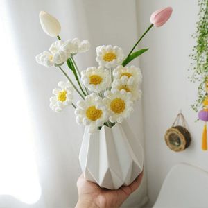 小雏菊花朵手工编织在家手工活花束diy材料包仿真假花手编粗毛线