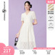 EF新中式蕾丝连衣裙2024夏季新款国风珍珠盘扣设计感小个子中长裙