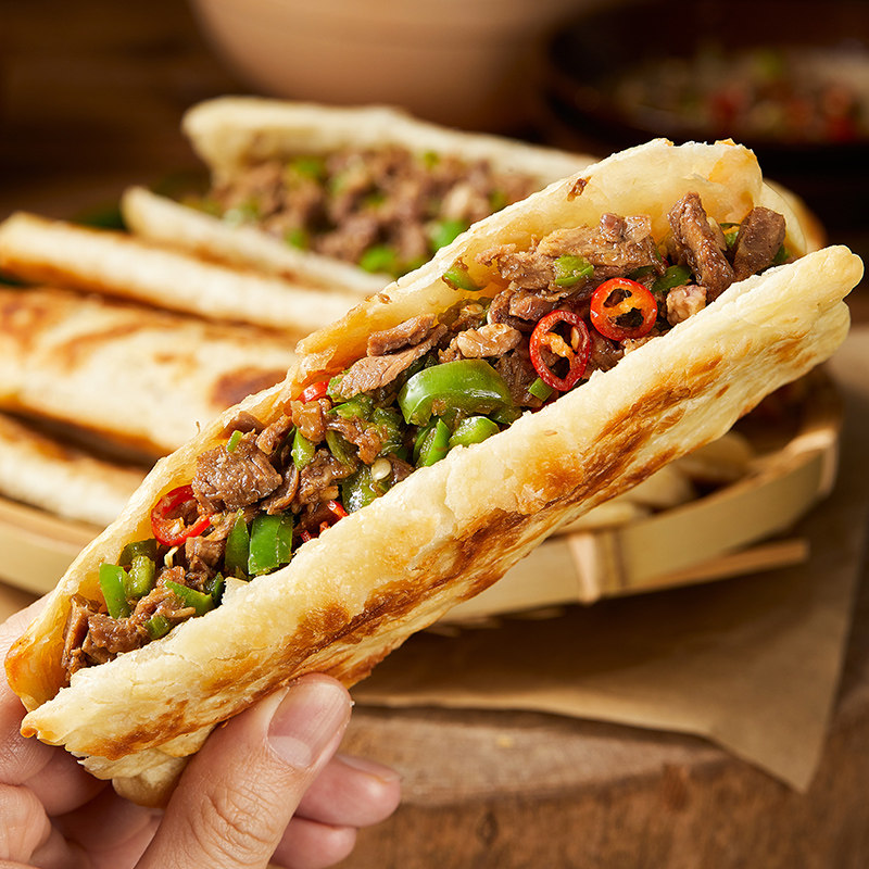 驴肉火烧饼皮半成品饼胚早餐速食品肉夹馍烧饼酥饼饼皮商用手抓饼