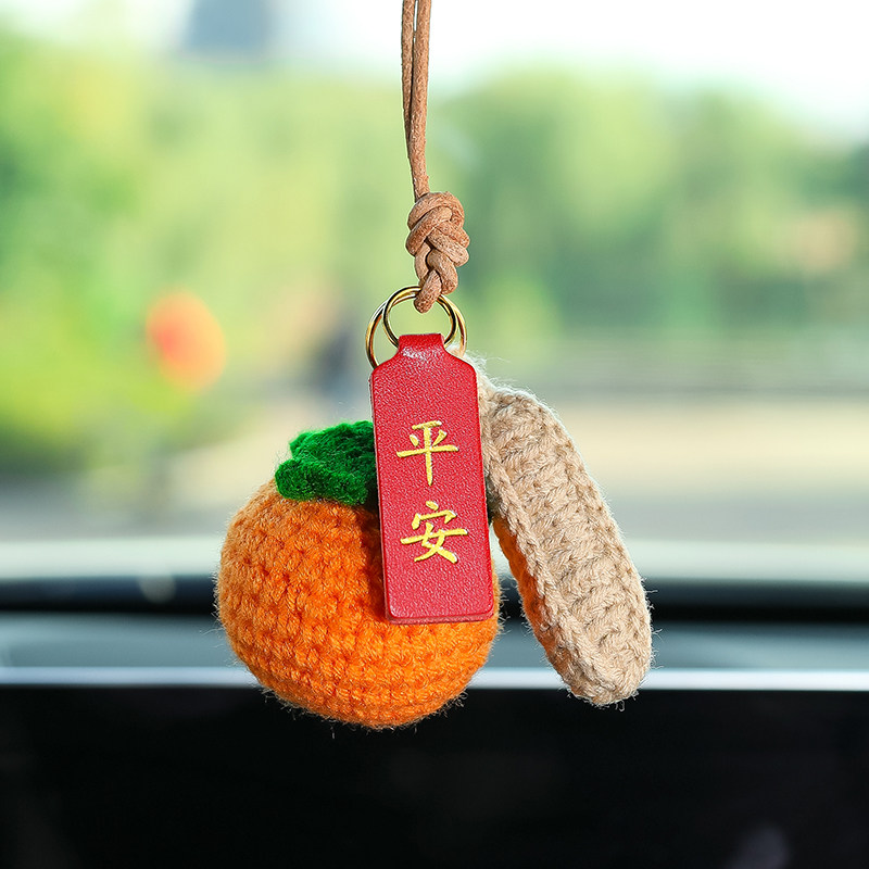 车内挂件漂亮内饰_汽车内饰品摆件一柿平安后视镜挂件平安符车挂饰网