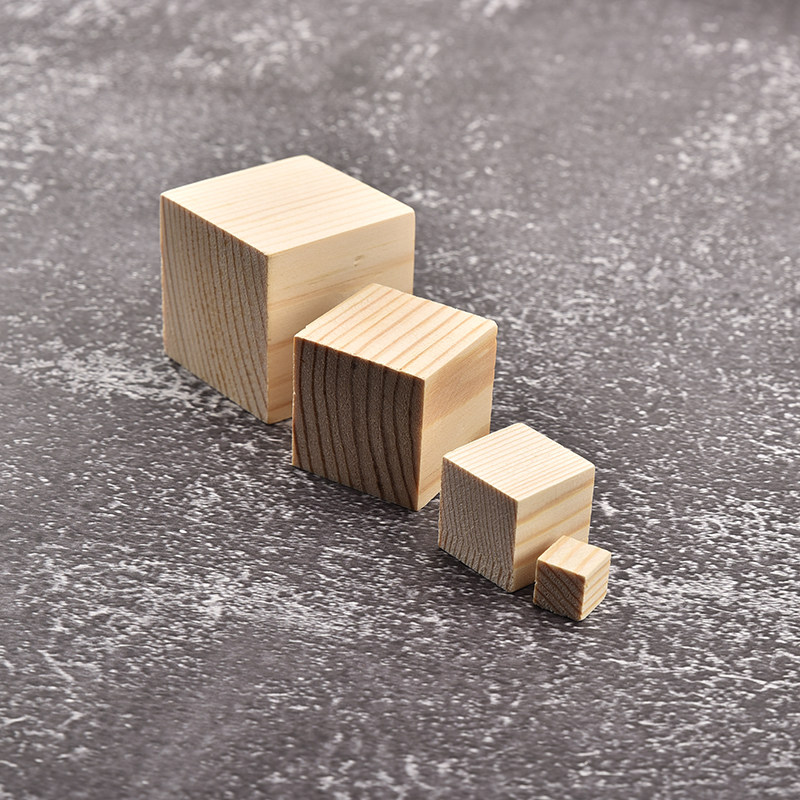 实木正方体木块长diy积木模型道具制作材料原木小木粒定制定做