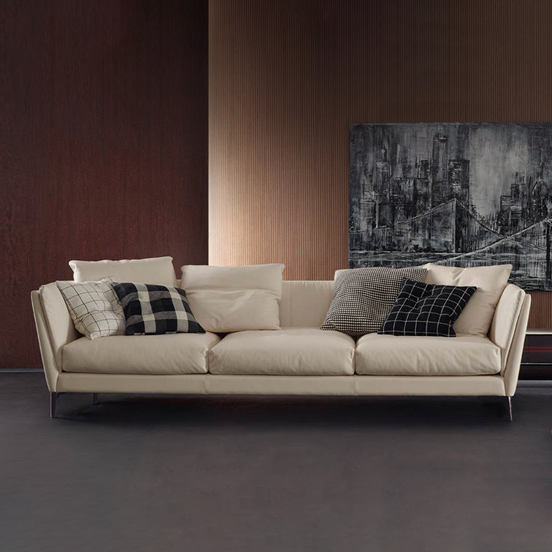 沙发客厅小户型羽绒modaloft意式极简头层牛皮三人位已售0￥3800折后