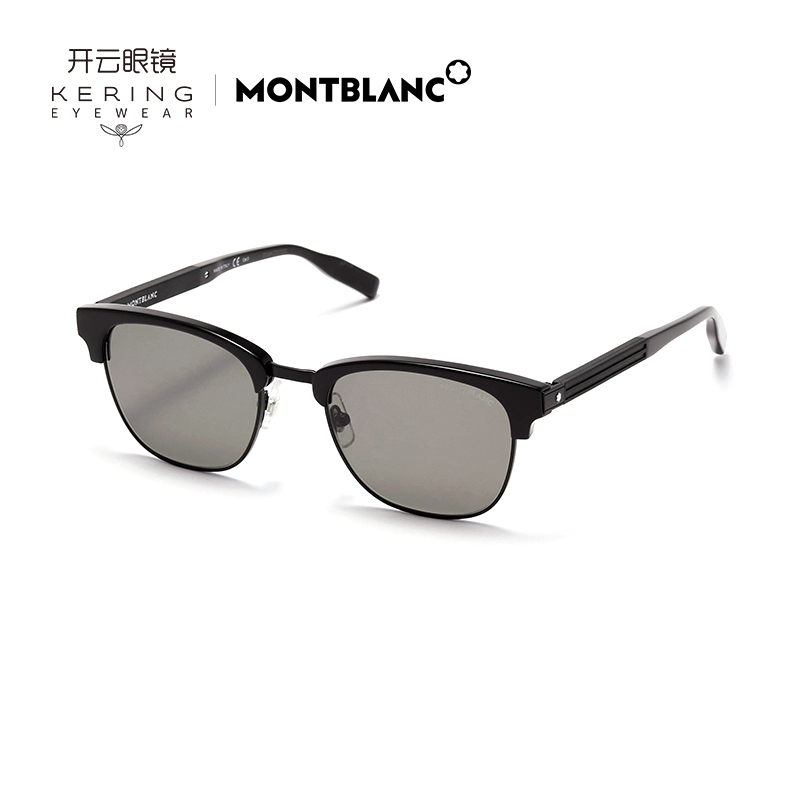 开云眼镜 万宝龙montblanc经典棱纹太阳镜半框潮流墨镜mb0164s