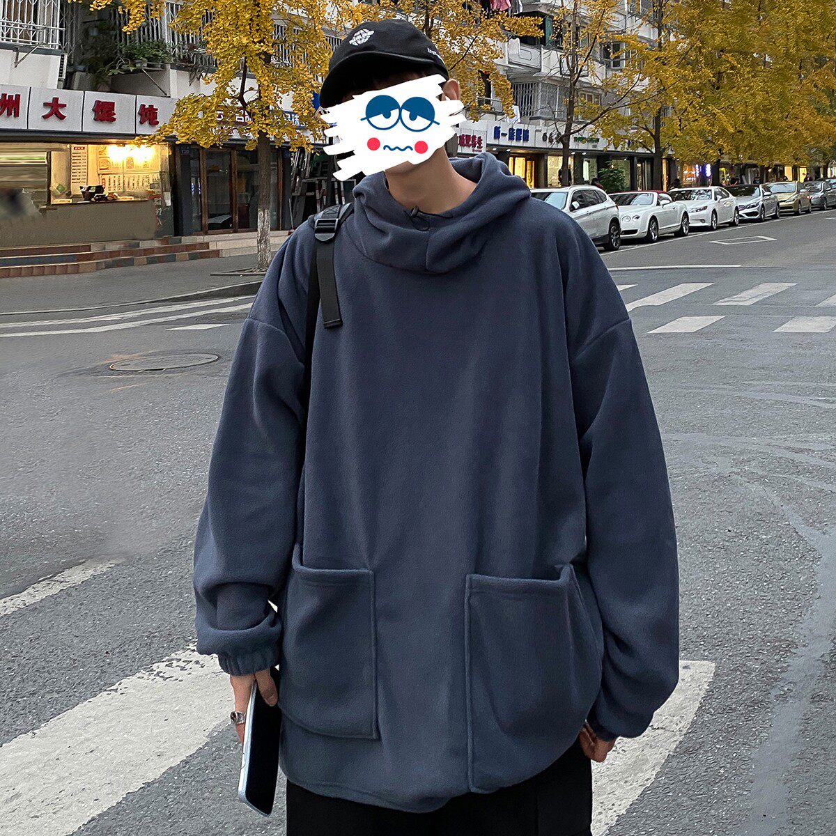 vibe美式卫衣男春秋防风领戴帽上衣vintage复古日系外套oversize