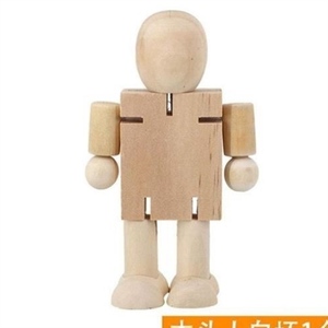 i木头人白坯木雕卡通关节绘画涂鸦c机器人木偶儿童益智玩y具人物