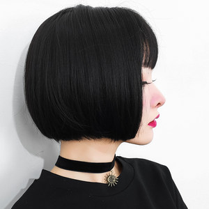 假发女短发 自然黑色逼真蓬松bobo头短直发帅气仿真人发丝假发套