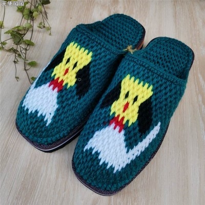 96天猫新品家居毛线钩鞋图案大全 钩花鞋毛线钩拖鞋手工拖鞋编织毛线