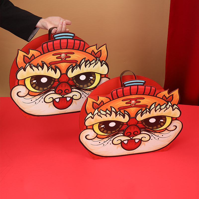 手提硬盒中秋节月饼盒包装盒子中国风国潮虎头红色礼盒六粒装定制