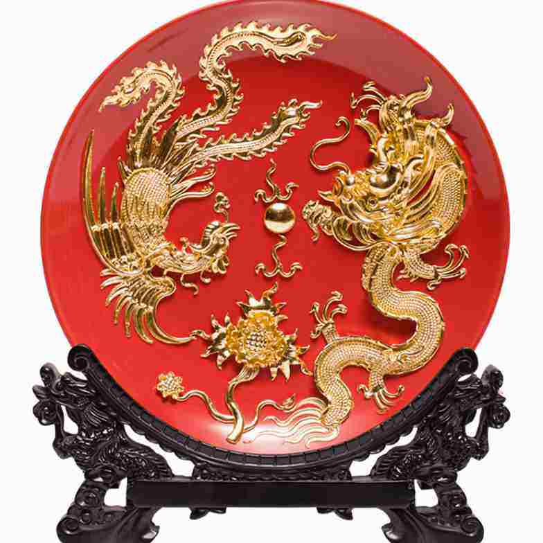 龙凤呈祥漆线雕客厅摆件实用中式结婚礼物送朋友闺蜜高档新婚礼品