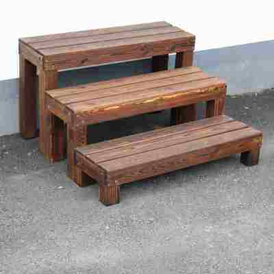 户外实木阶梯踩脚凳碳化木阳台脚踏防腐木浴室踏脚凳子木台阶花架