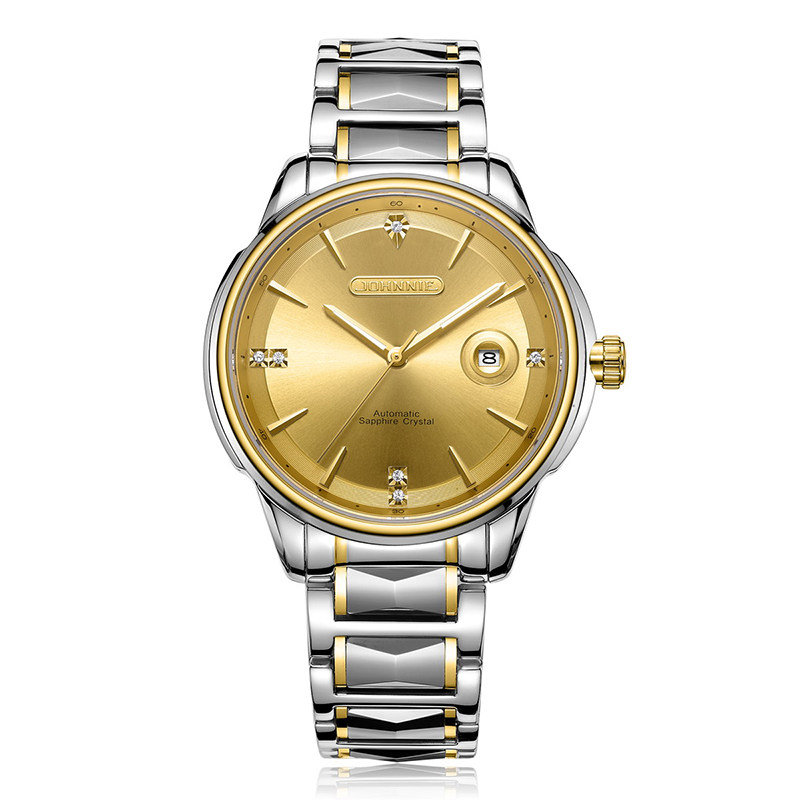 尊尼全自动机械男表不锈钢钨钢商务休闲正装男士手表镀金手表9064