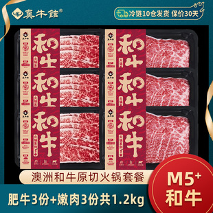 真牛馆澳洲谷饲和牛M5+肥牛牛肉卷嫩肉烤肉火锅寿喜锅食材共6份