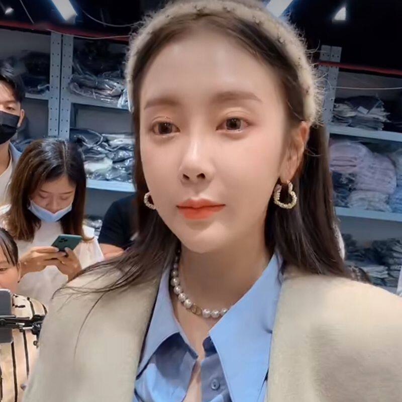 2020新款韩国ace时仁欧尼同款爱心珍珠耳环耳圈气质高级耳钉925银