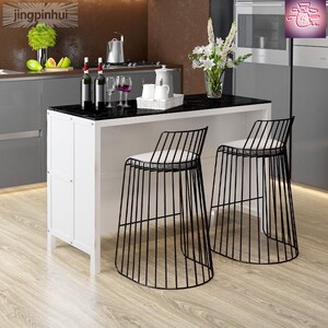 茶餐厅水吧台厨房玻璃门料理小吧台岛台餐桌一体大理石窄中岛简约