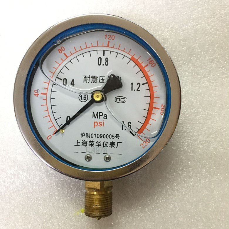 上海荣华仪表厂yn100耐震压力表抗震防震油压表 液压表气压新