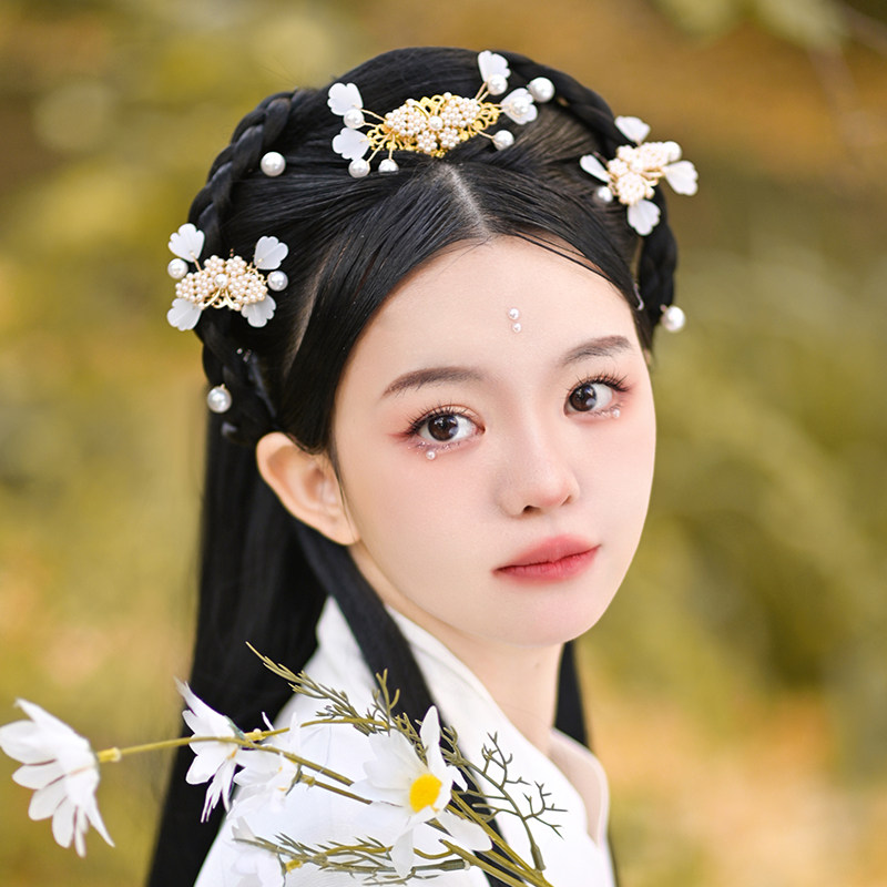 古典冬季唯美氛围感蝴蝶古风发饰套装超仙古装汉服搭配复古头饰女