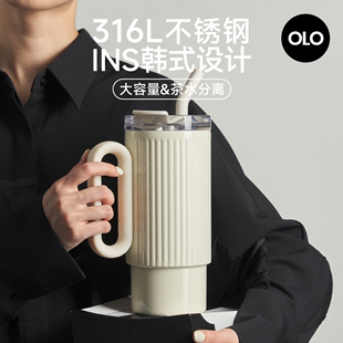 不锈钢保温杯316L正品小众设计感杯潮流韩式水杯2024新款女可泡茶