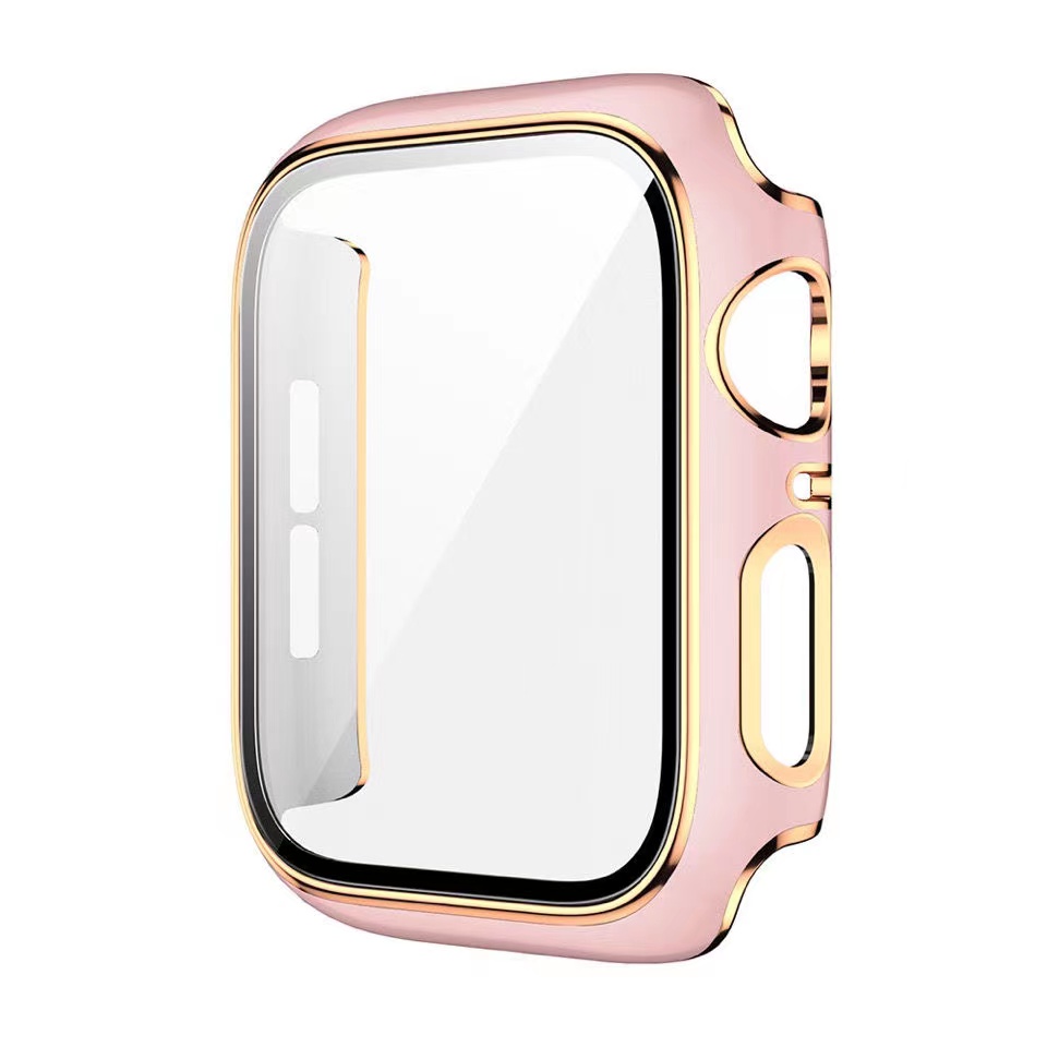 适用苹果手表9代8代钢化膜一体保护壳iwatch5 6 SE2 保护套全包硬壳 apple watch7表带硅胶44/45mm41 ultra49