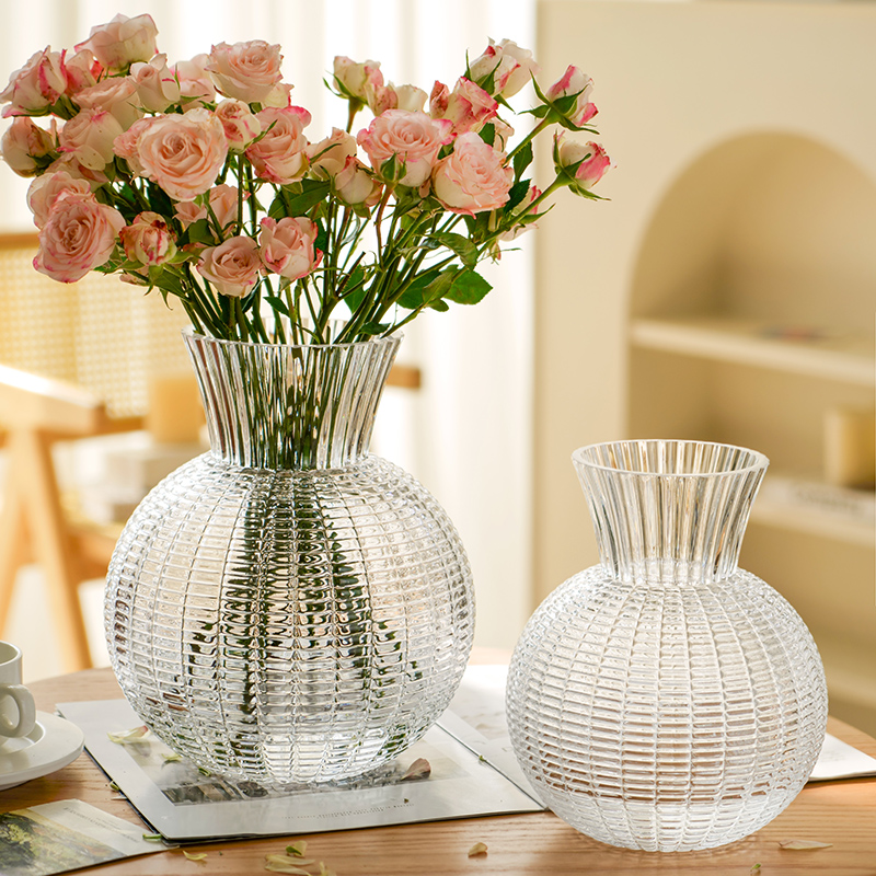 出口轻奢高档高级感玻璃花瓶客厅鲜花