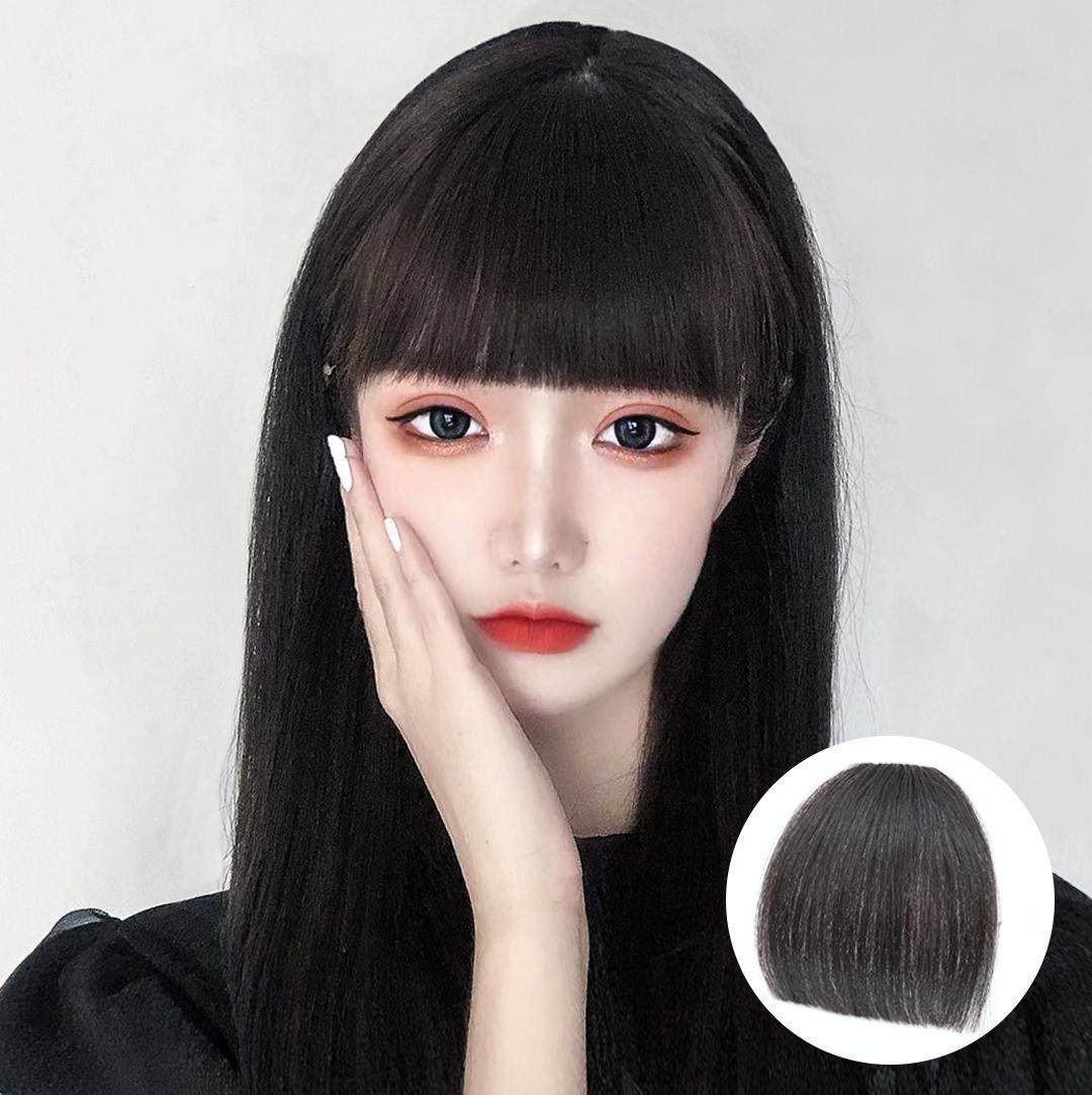漫画刘海假发lisa同款厚刘海修颜自然一刀切齐刘海假发片一件代发