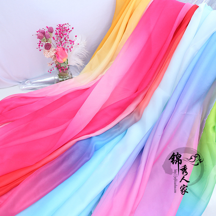 Gradient Chiffon cloth Transitional color colour Chiffon stage Clothing material ancient costume Hanfu Silk scarf decorate Fabricin the Textile fabrics/Accessories/Supporting, Woven fabrics, Chiffon category - from Buy2taobao.com to provide professional Taobao agent buy service