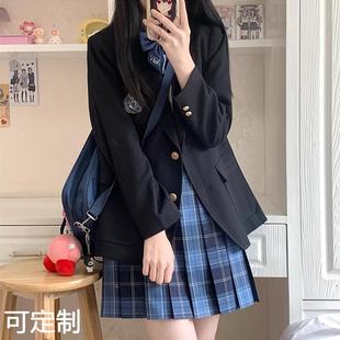 韩版西装外套学生女学院风jk制服套装小个子西服全套秋冬季百褶裙