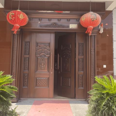 农村别墅大门进户门四开仿铜_锌合金别墅大门农村入户四开子母乡村